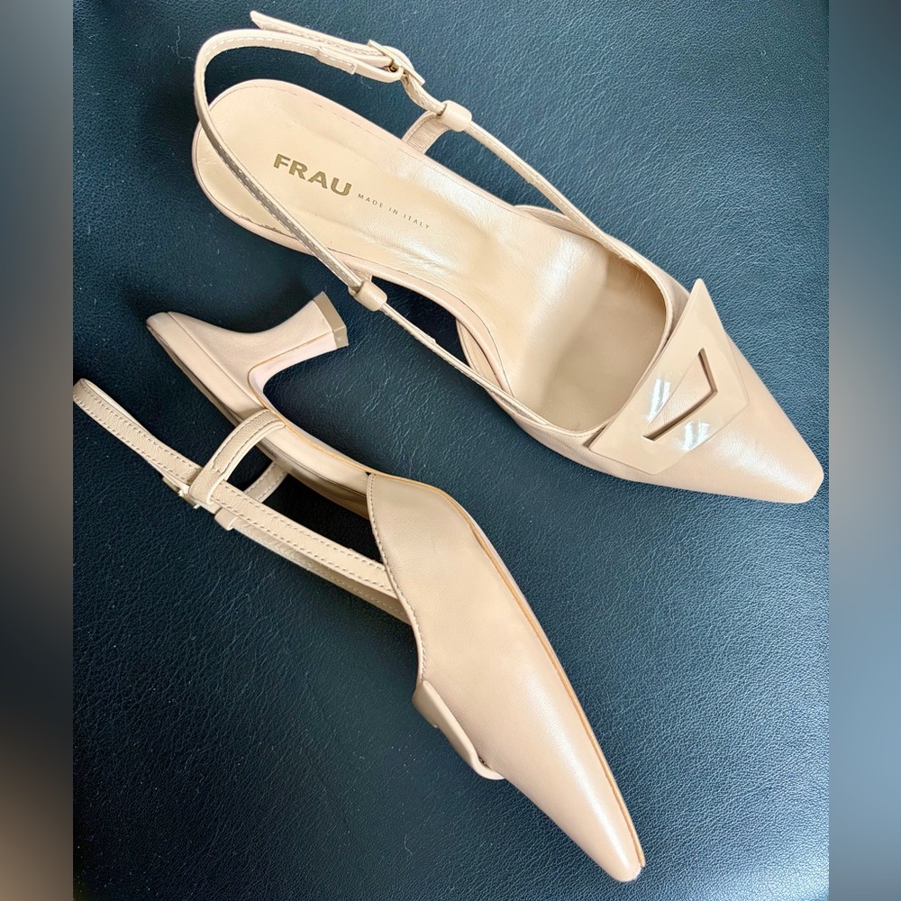 FRAU Leather Nude Heels – Leather Lined | Sz 39 | 2.5” Heel